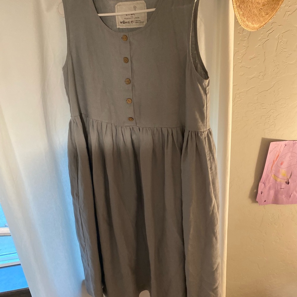 NotPerfectLinen Linen loose sleeveless MAMA dress in MAXI length